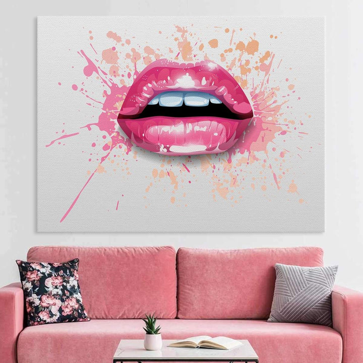 Pink Lips Fashion Wall Art Canvas Print – SharpWallArts