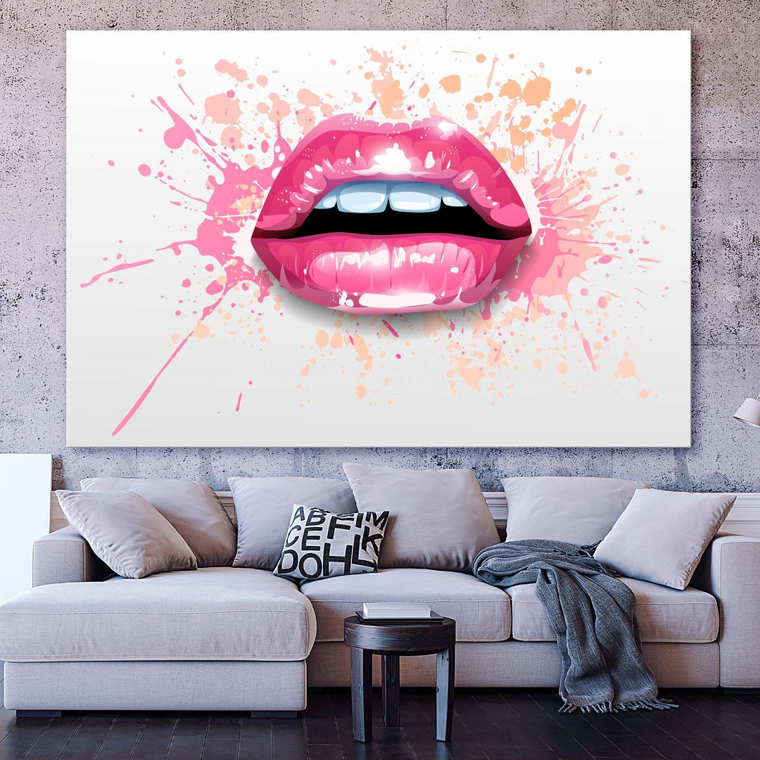 Pink Lips Fashion Wall Art Canvas Print – SharpWallArts