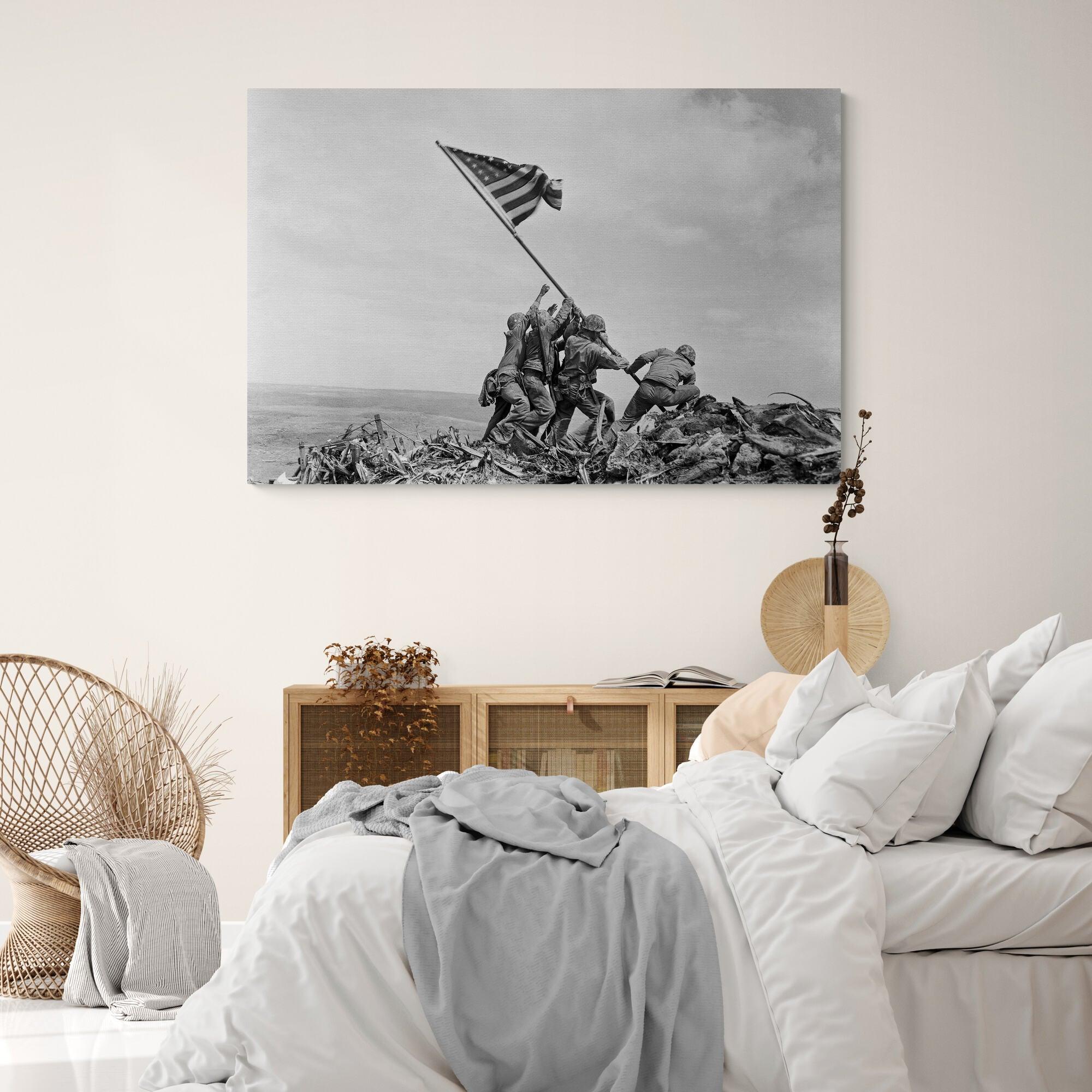 Raising the Flag on Iwo Jima Canvas Wall Art - SharpWallArts