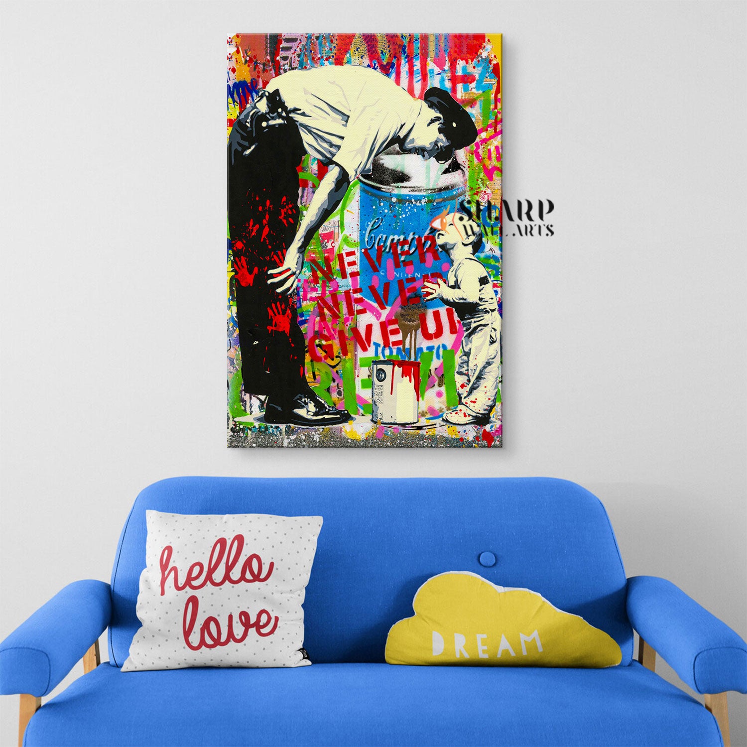 Banksy Never Give Up Wall Art Canvas