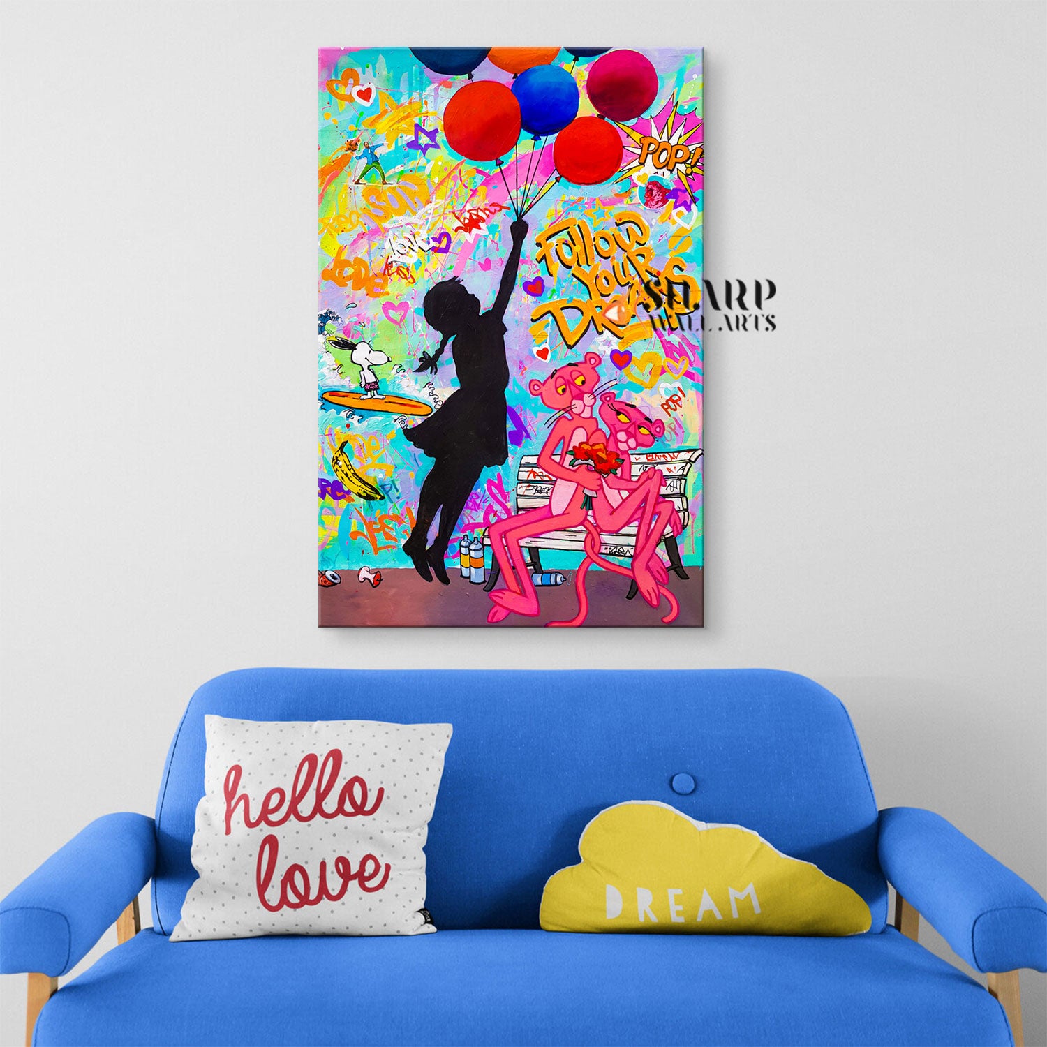 Banksy Girl With Balloons Follow Your Dreams Canvas Wall Art