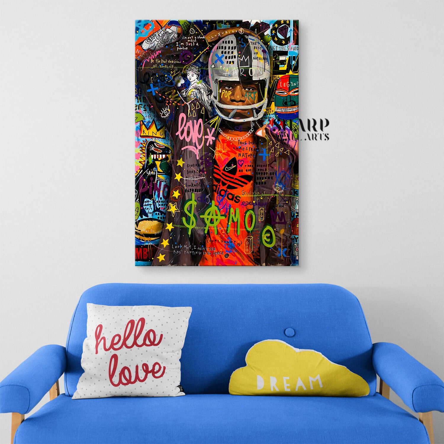 Jean Michel Basquiat King With Crown Canvas Wall Art