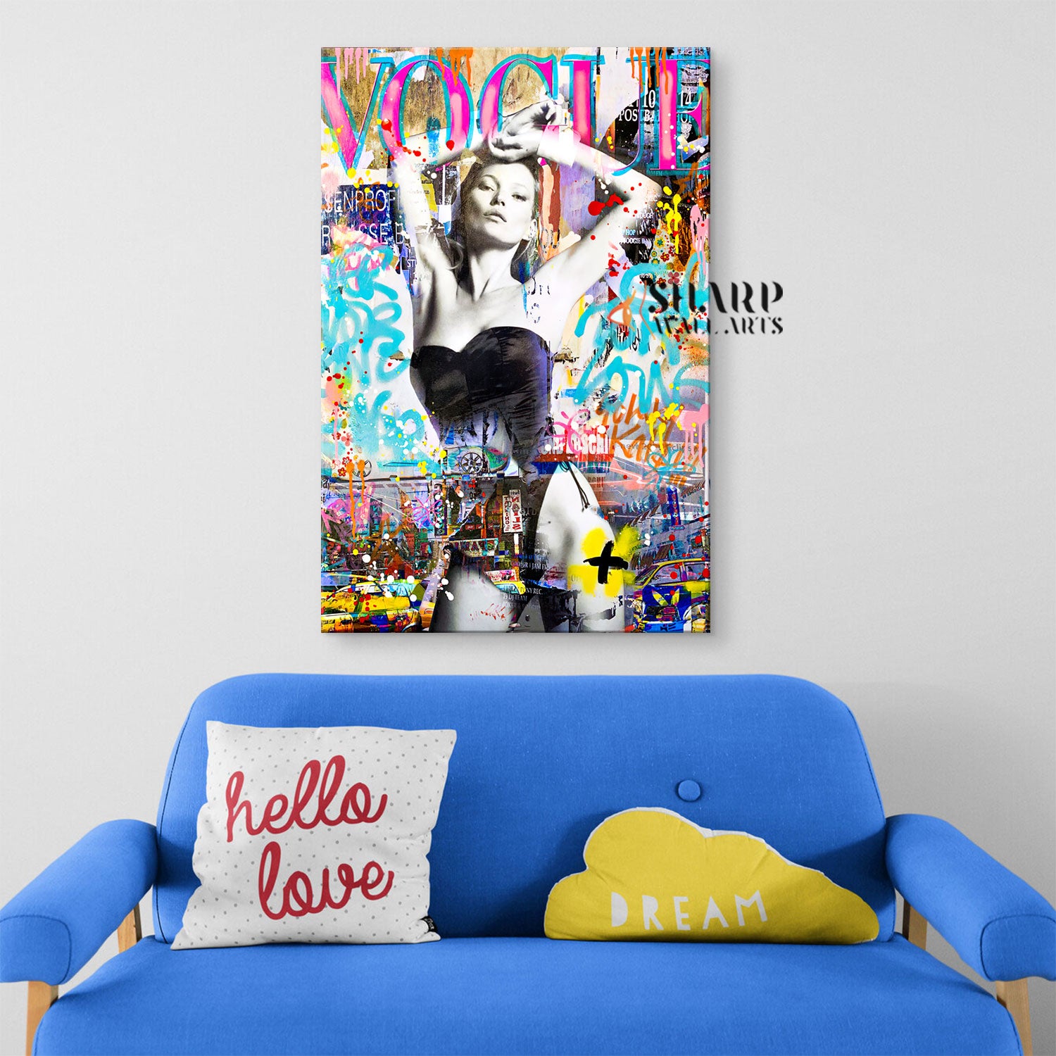 Vogue Model Graffiti Art Canvas