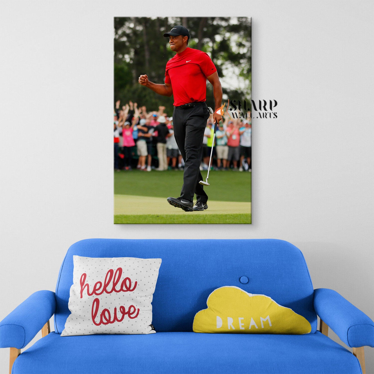 Tiger Woods Fist Pump Wall Art Canvas