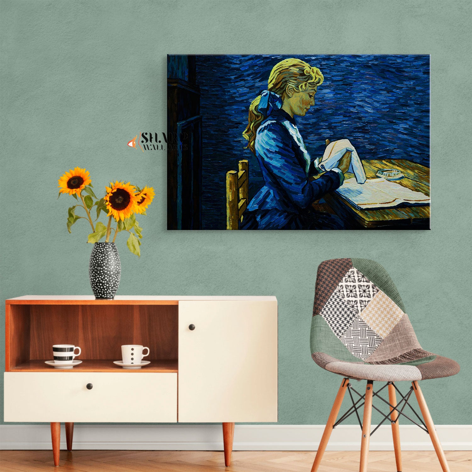 Vincent van Gogh Girl In Blue Canvas Wall Art