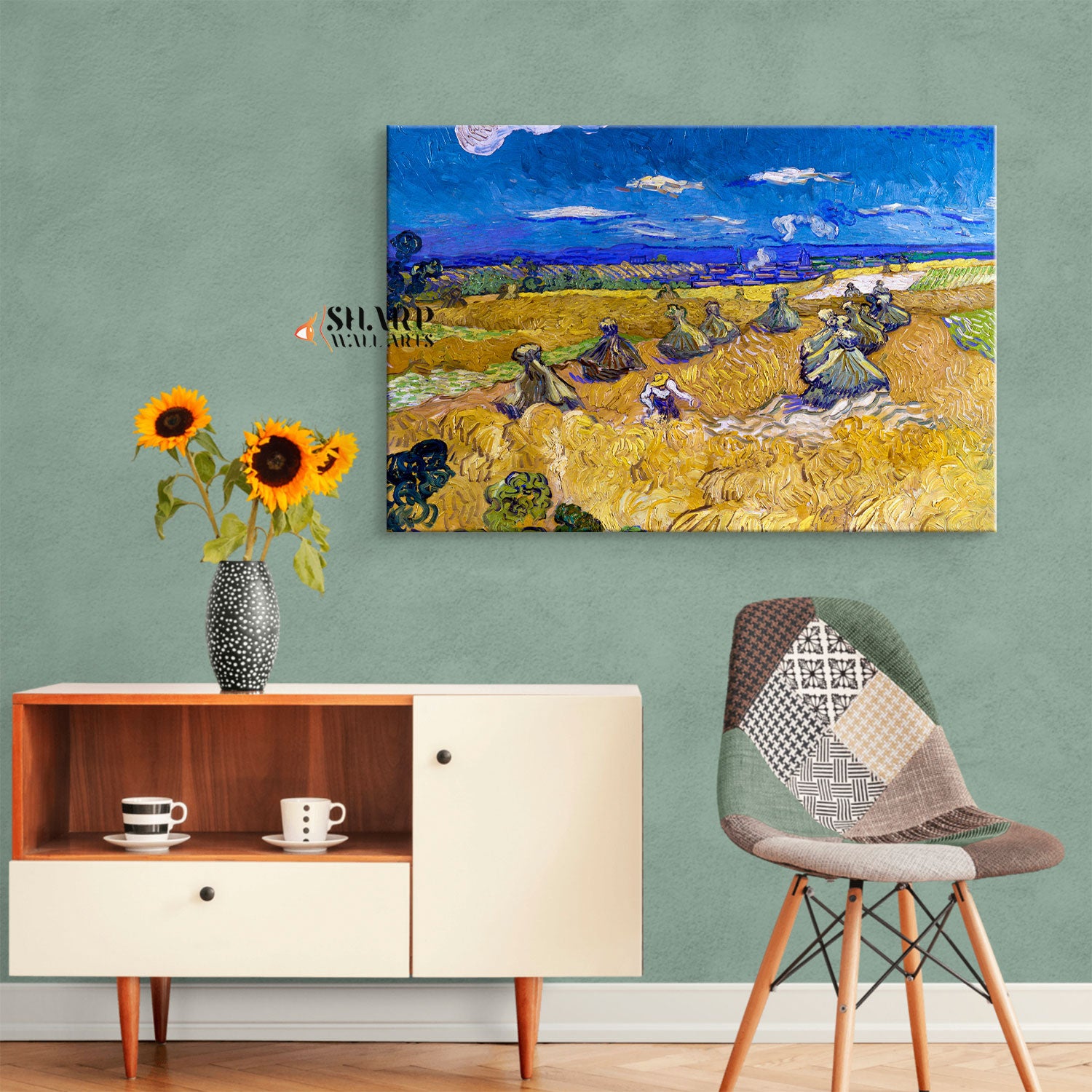 Vincent van Gogh Wheatfield With A Reaper Canvas Wall Art