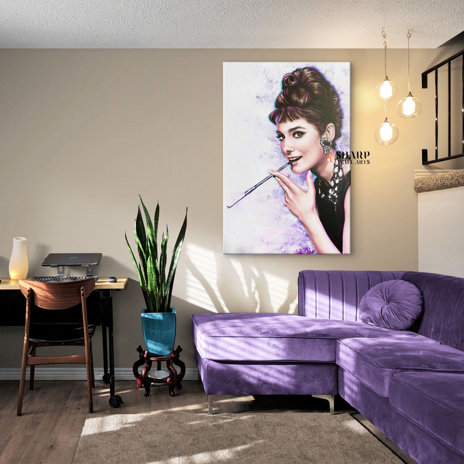 Audrey Hepburn Smoking Canvas Wall Art