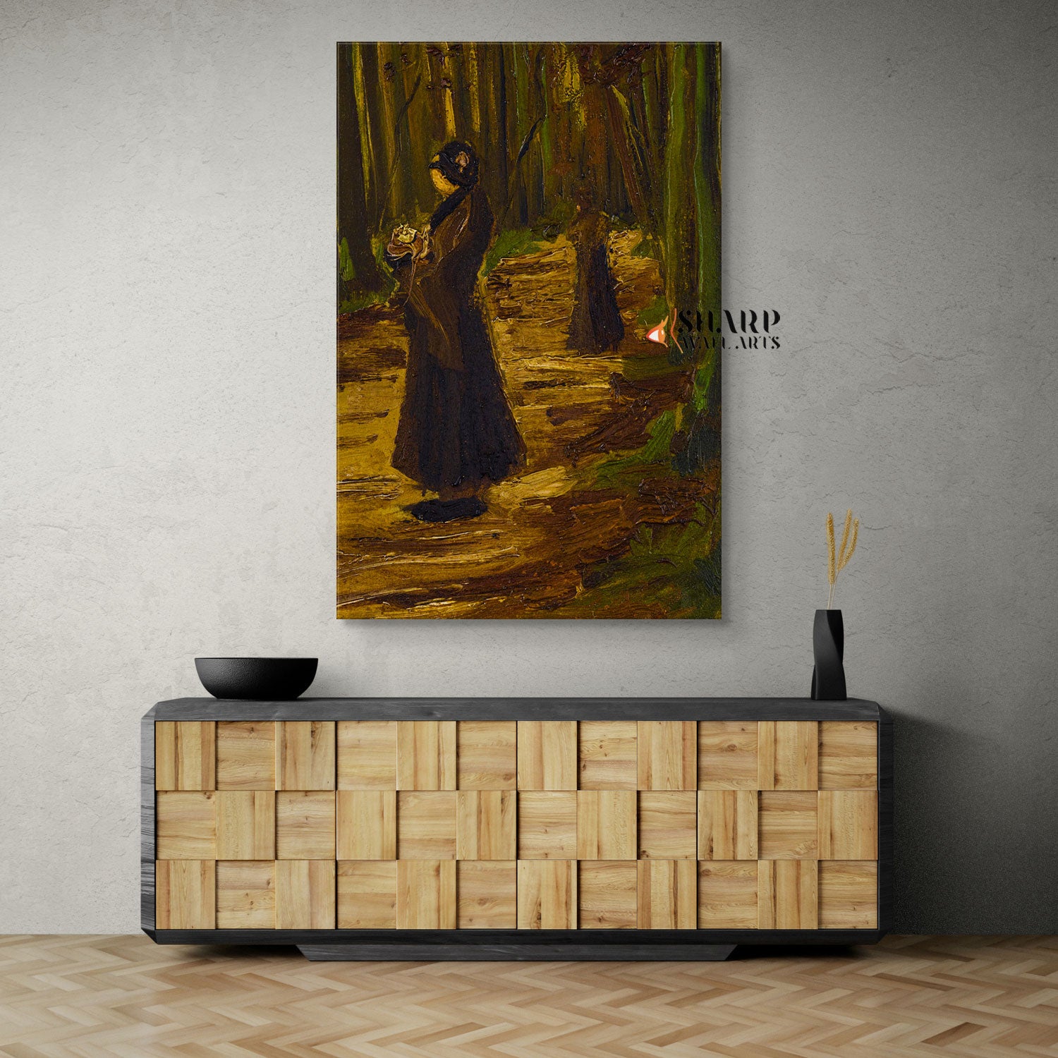 Vincent van Gogh Two Women In A Wood Canvas Wall Art