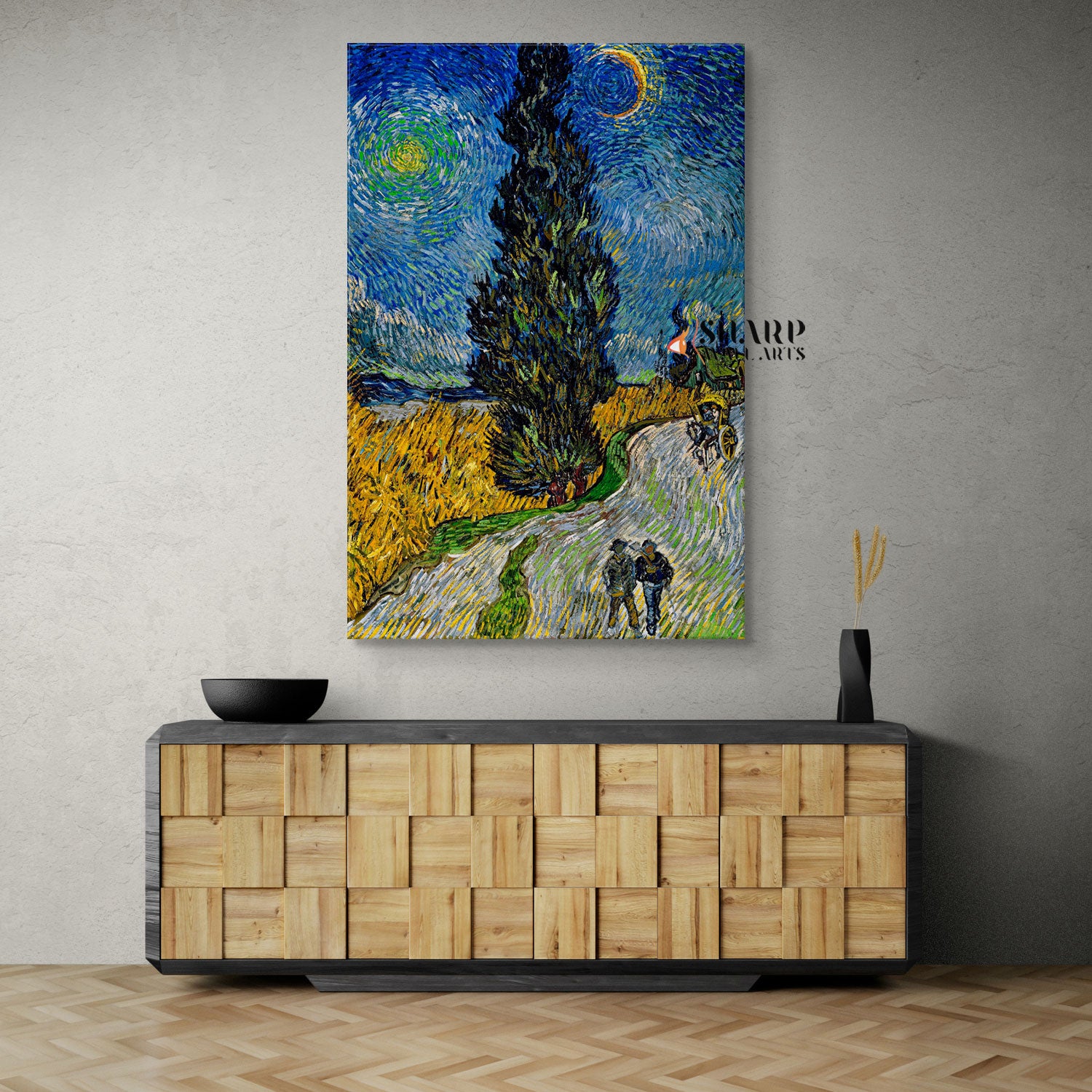 Vincent van Gogh Road With Cypress And Star Canvas Wall Art
