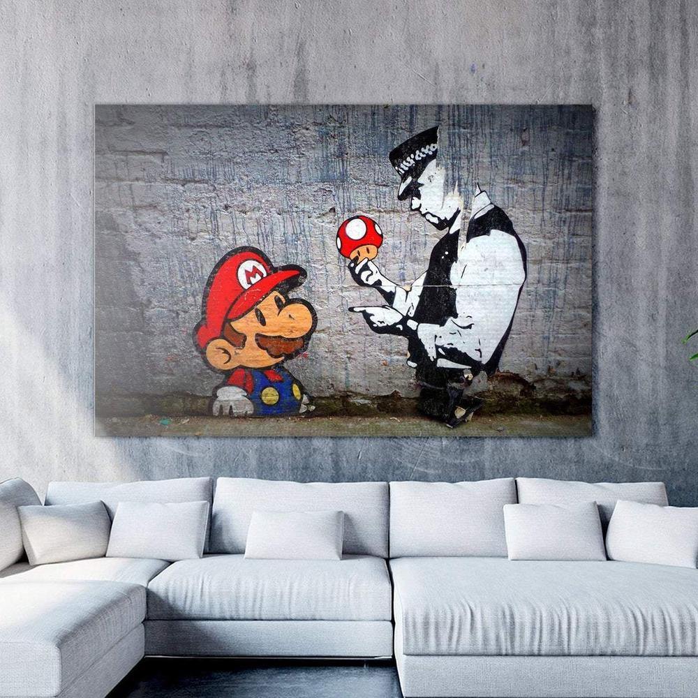 Banksy Super Mario Wall Art Canvas - SharpWallArts