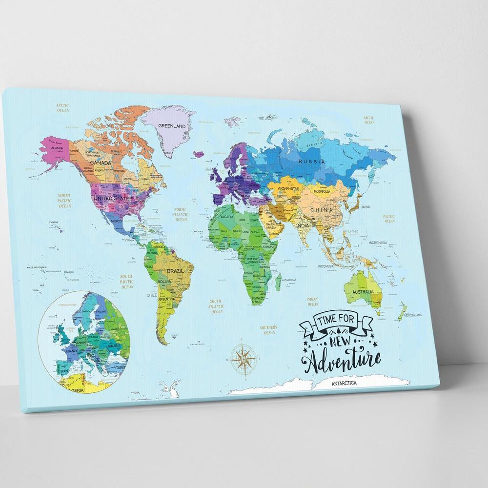 Watercolor World Map Canvas Art - Large World Map Canvas - SharpWallArts