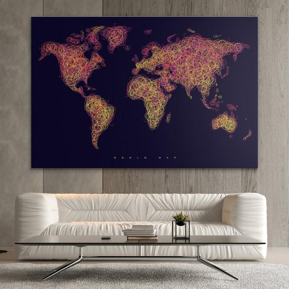 World Map Abstract Painting - World Map Wall Art - SharpWallArts